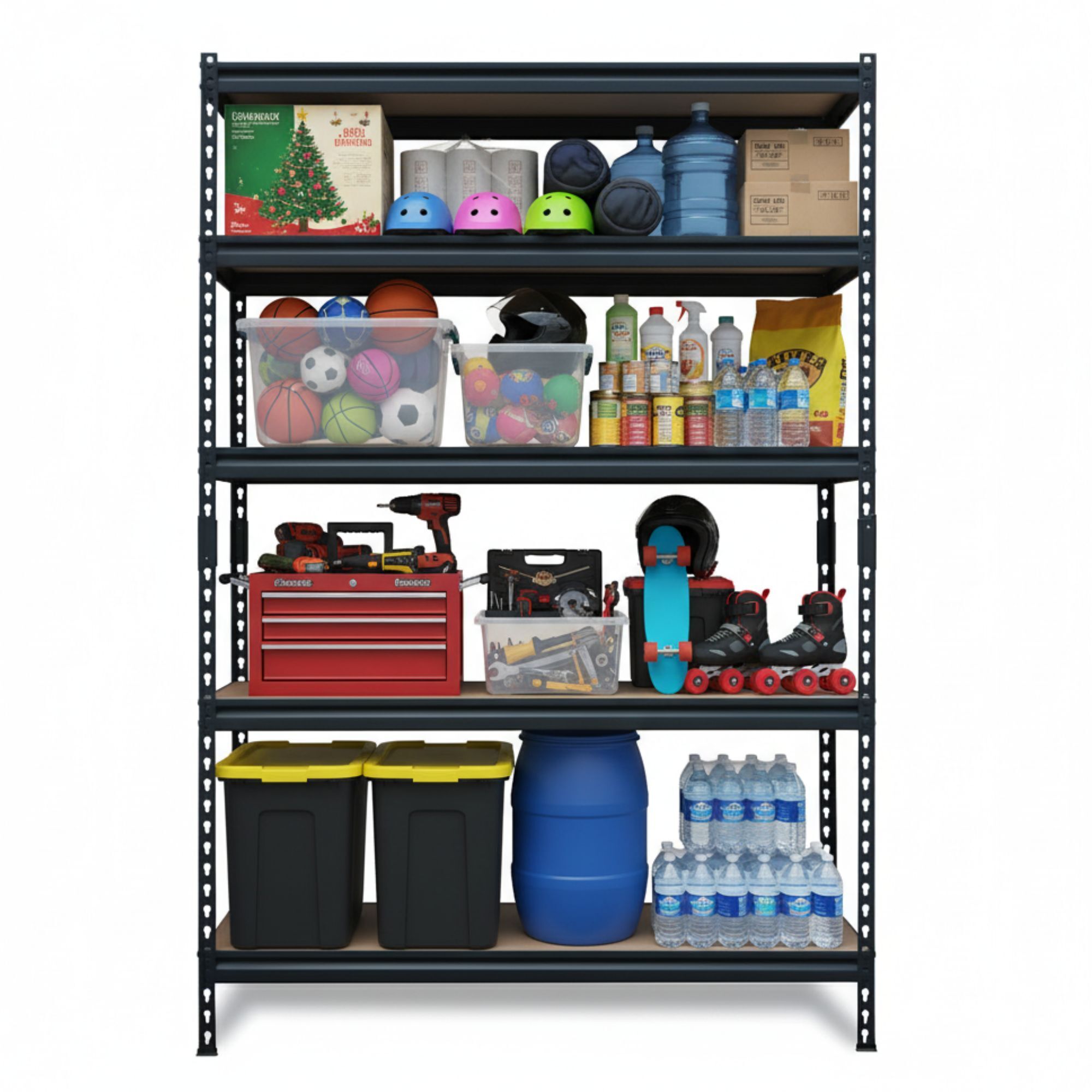 Ar Shelving 5-Tier Garage Storage Shelving in Matte Black with DTD Racks (48 in. W x 20 in. H x 72 in. D)